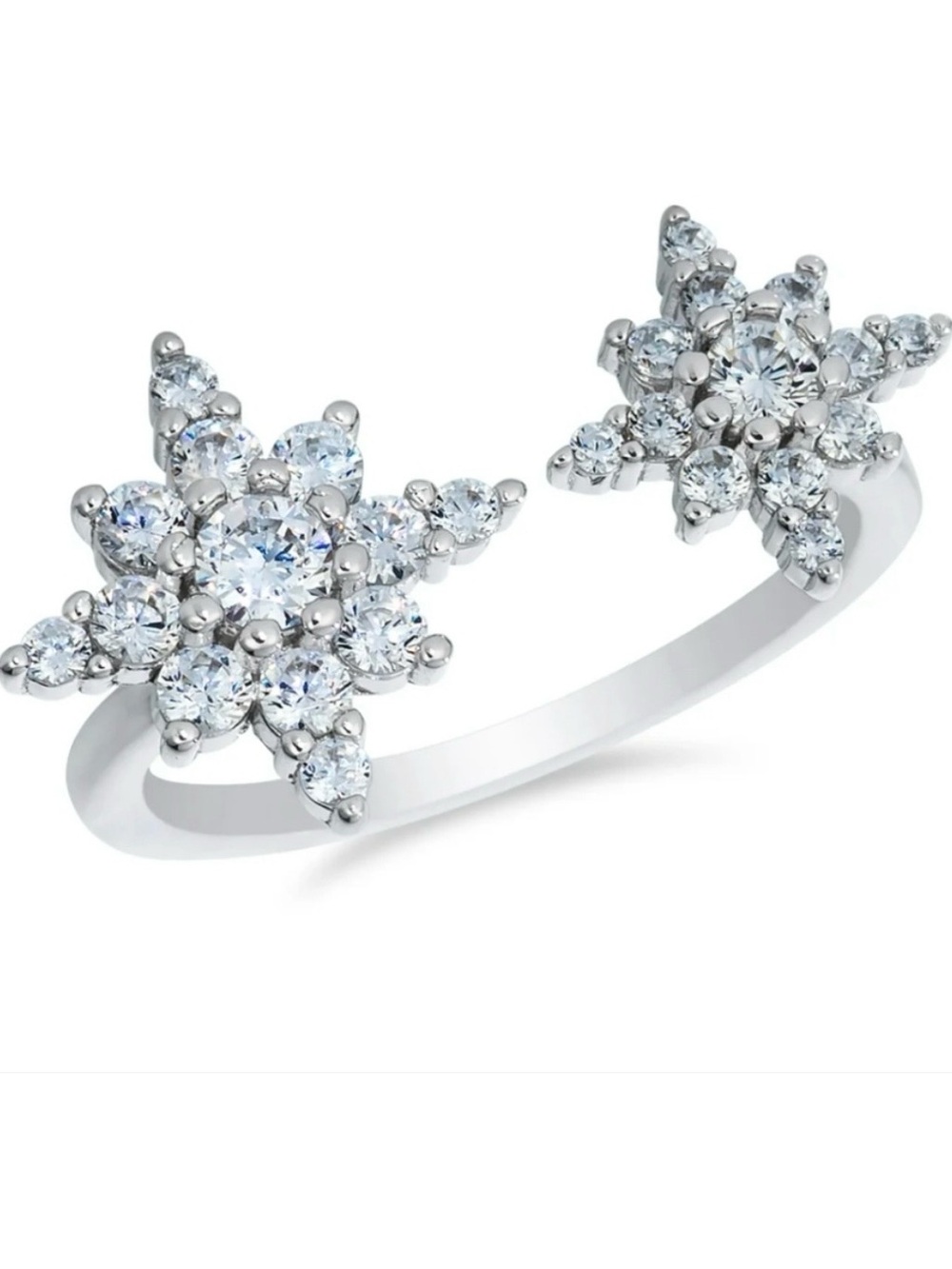 Anna Zuckerman Starry Night Crossover Diamond Crystalline Ring Size 7